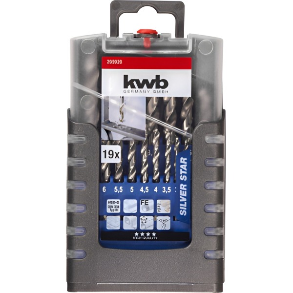 SET DE BROCAS ESPIRAL HSS CAJA 19X KWB