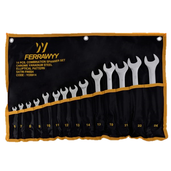 Set de 14 pcs llave combinada met crv satin FERRAWYY UYUSTOOLS
