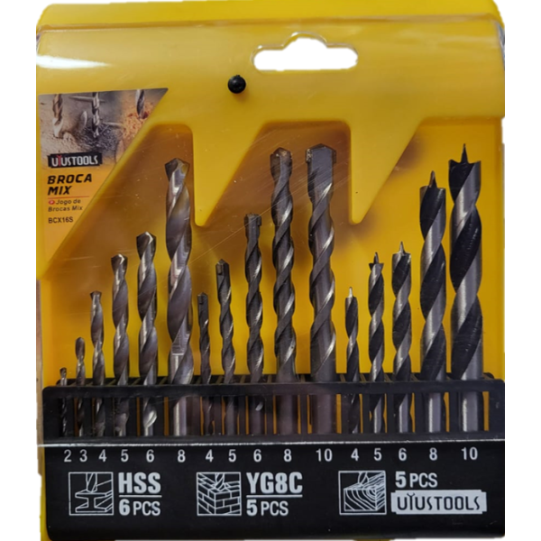Set 16 brocas (Metal/Madera/Concreto) Uyustools