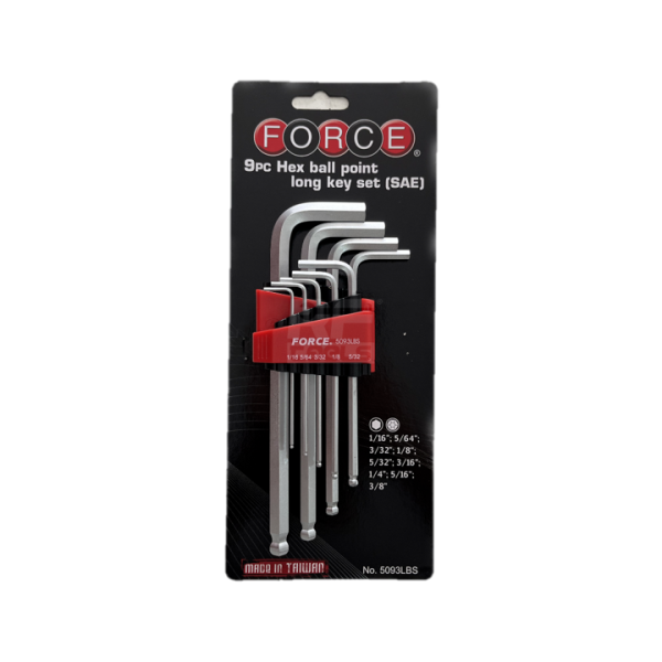 Juego Llaves Allen 1/16" - 3/8" B/Larga (5093LBS) Force ACCVH