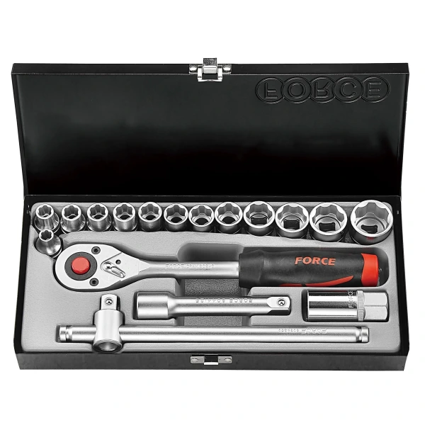 Juego de Dados 1/2" 5/16"- 1" (4173S-5) 17 Pzas Hexagonal Force