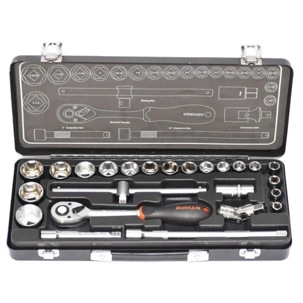 Juego Dados Hexagonal 1/2" de 24 pzs 3/8" a 1.1/4" FIXMAN