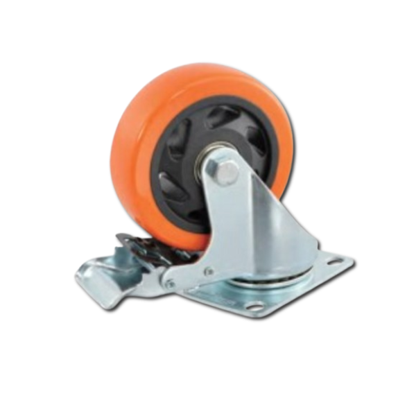 Rueda Industrial Naranjo Con Freno 5" Uyustools