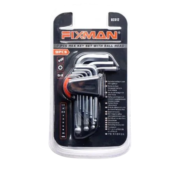 Juego llave Allen B-corta 9"pzas 1,5mm -10mm Fixman