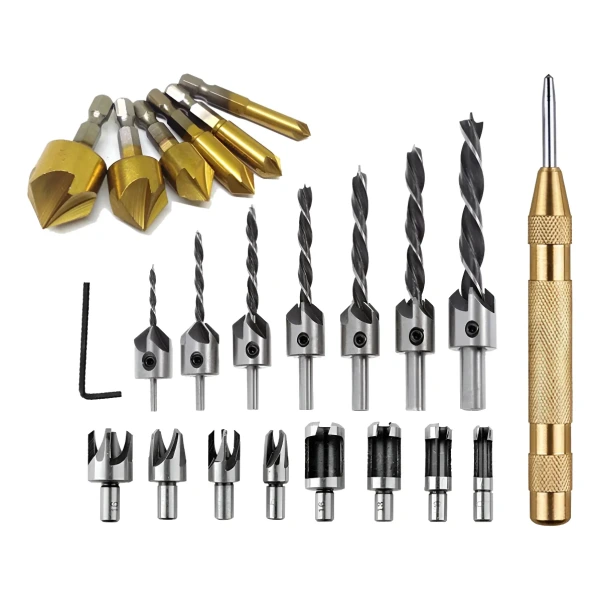 Juego De Herramientas de Perforación De Chaflán Para Carpintería, 23 piezas.
