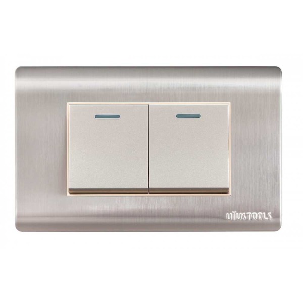 Interruptor Doble 16A Emp Aceroinox Curva  Uyustools